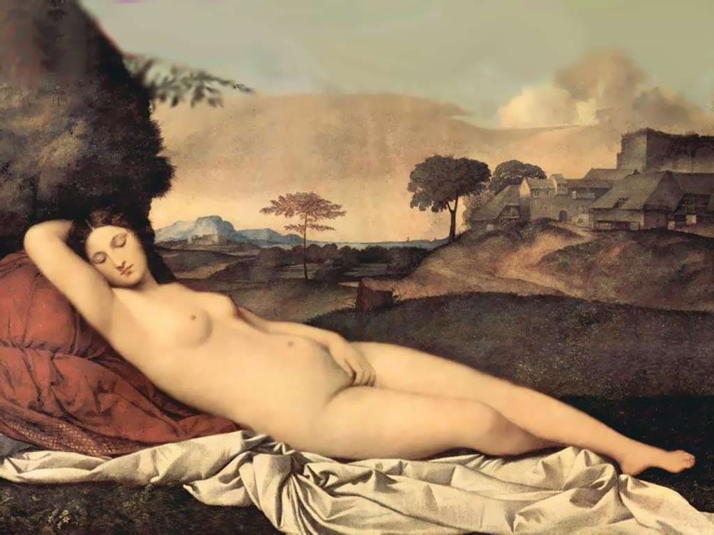  Спящая Венера. Джорджоне 1508-1510 г. Дрезденская галерея. Джорджоне 1508-1510 г. Фото. Картинка